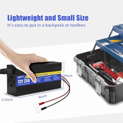 Image of WattCycle 14.6V 20A Intelligent Float Charger - Battery Charger for All Vehicle Types, Sparkless Technology, Lightweight - Protects Li-Ion Batteries with Efficient Charging