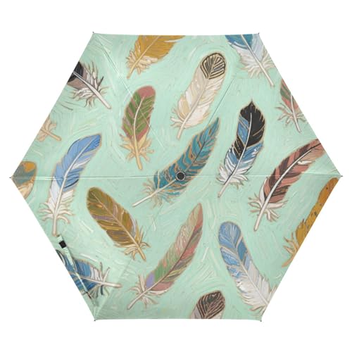 EtherSpher Art Painting Green Feathers umbrella auto open 39 Inch Windproof auto open close Umbrellas For Women for travel and golf Outdoor Defence Accessories paraguas para lluvia