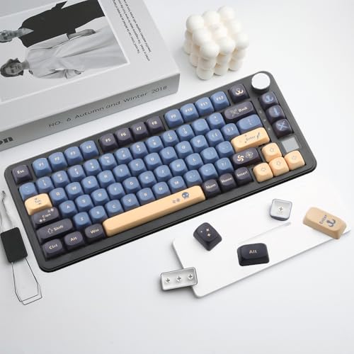 AKepopery MOA PBT Keycaps, Custom Keyboard Keycaps 60 65 75 100 Percent, 5 Side Dye Sublimation,134 Keys Set for Cherry Gateron MX Switches Mechanical Keyboard Sword Blue — view 3