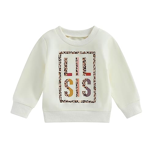 Image of Baby Girl Sweatshirt Romper Fall Clothes Letter Long Sleeve Crew Neck Sister Matching Outfit