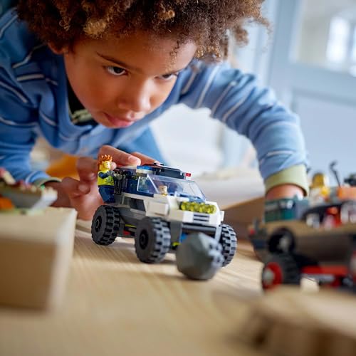 LEGO City Off-Road Police Car Chase Toy with 2 Trucks, a Quadbike, Drone, an Opening Safe and 2 Minifigures - Image 3