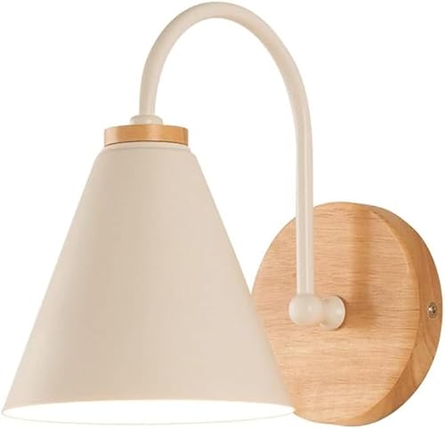 KBUUKYYXouy Renter Friendly Vintage Industrial Wall Sconce Rustic Farmhouse Bedside Lamps White Wood Gooseneck Indoor Wall Mounted Light Metal Modern Black Vintage Bedroom Wall Light(White)