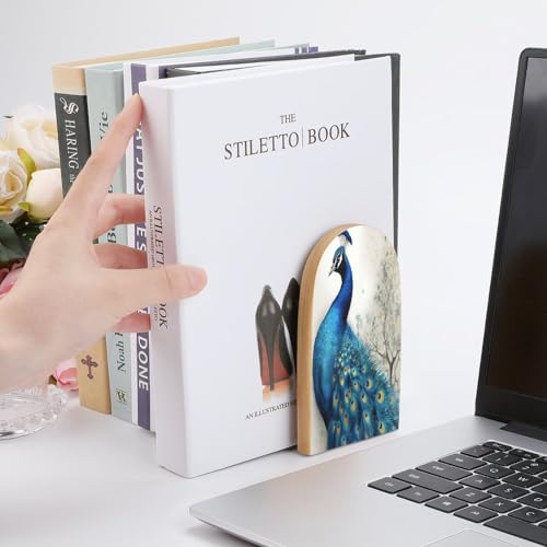 Sujetalibros de pavo real azul antideslizante para evitar caídas de libros 7