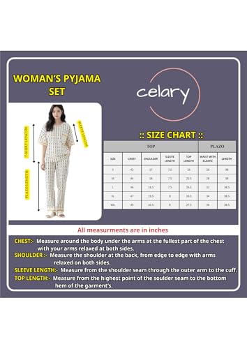 Image of Celary Women's Korean Night Suit Set | Round Neck Full Sleeve Top & Printed Ankle Length Pyjama | Skin-Friendly Fabric Soft Breathable Stretchable Loungewear | M to 2XL