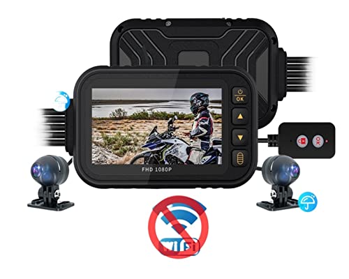 Grabador DVR para motocicleta de doble lente 1080P con pantalla impermeable de 3"