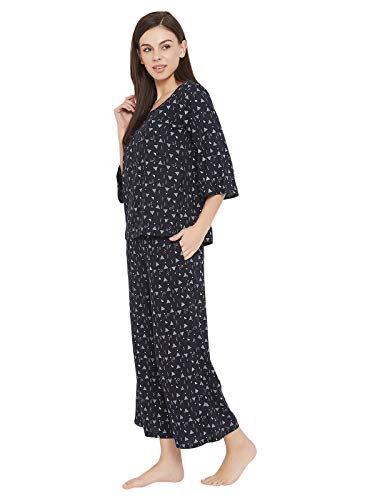 Image of Clovia Women's Rayon Triangle Print Top & Pyjama