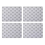 Creative Tops Printed Country Bee Rectangle Placemats Set Of 4 Grey Cork Back Heat-Resistant Stain-Resistant Surface Protector to 120°C Luxury Lacquered Surface Easy Wipe Clean, 30 x 22 cm