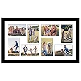 Americanflat 12x22 Collage Picture Frame with Polished Plexiglass - Fits Eight 4x6 Photos or One 12x22 Photo - Gallery Wall Frame Set - Signature Collection - Photo Frame for Wall Display – Black