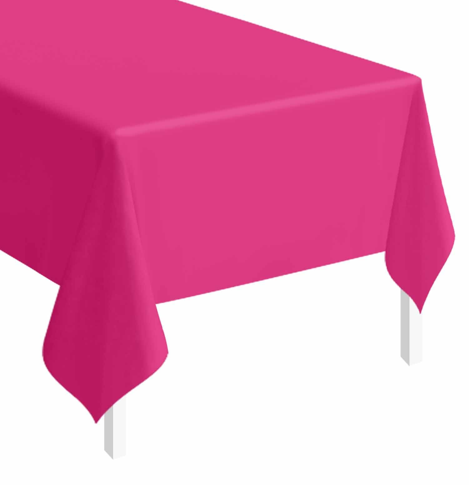 SietDESEO 3 Pack Hot Pink Plastic Tablecloth Rectangle 54 x 108 Premium Disposable Table Cloth Plastic Table Cover for Wedding Baby Shower Party Supplies