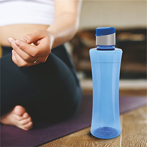 Image of Flair Sleek PET Water Bottles with Fliptop Lid Set of 6 Pcs 1000 ML (Blue)