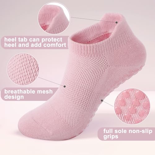 Jspupifip 5 Pairs Pilates Socks for Women, Non Slip Yoga Socks with Grips for Yoga Pilates Ballet Barre Athletic2