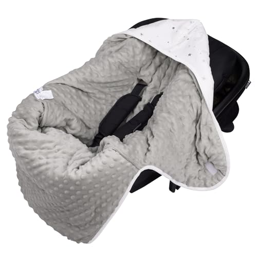 Image of Bebamour Winter Car Seat Cover and Baby Swaddle Blanket - Newborn Wrap for Girls Boys, Warm Winter