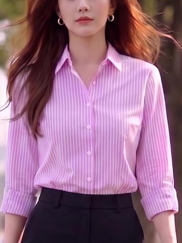 Image of Style Quotient Women Gray and White Cotton Stripe Smart Casual Shirt