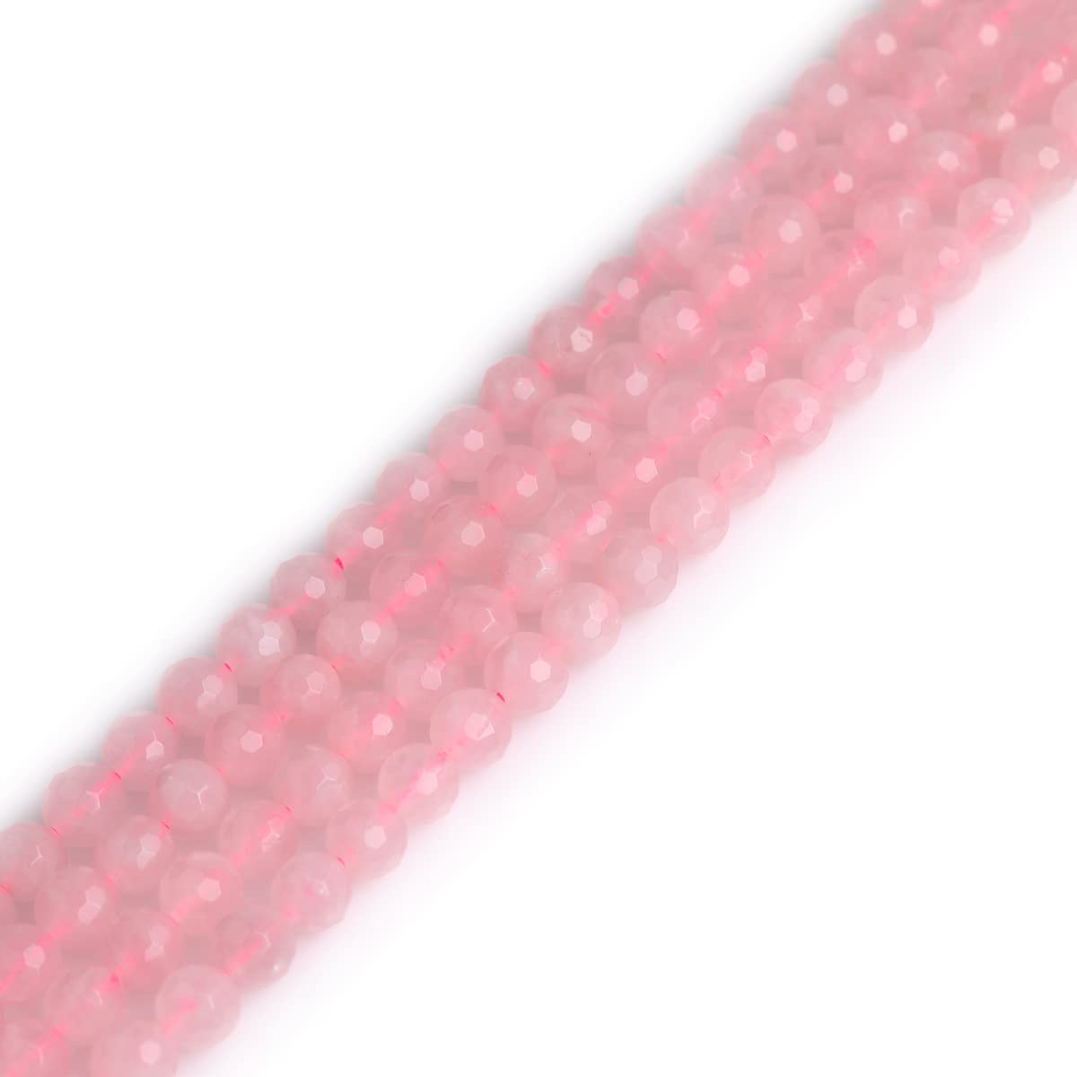 Gem-Inside 8mm Natural Rose Quartz Genuine Crystal Precious Gemstone Faceted Spacer Beads for Jewelry Making Strand 15'' — image 1