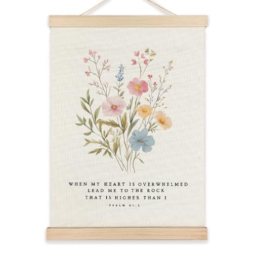 LZYRF Boho Floral Christian Wall Decor, Psalm 61:2 Bible Verse Religious Wall Decor for Church Prayer Room Office, 12x16 Inch