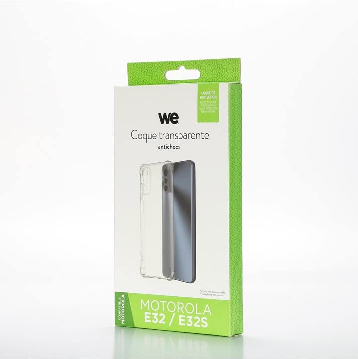 WE Custodia protettiva in TPU per Motorola E32, trasparente, antiurto, ultra resistente, semirigida, aspetto del telefono conservato