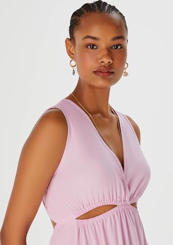 Vestido Longo Decote V Com Vazado - Rosa G