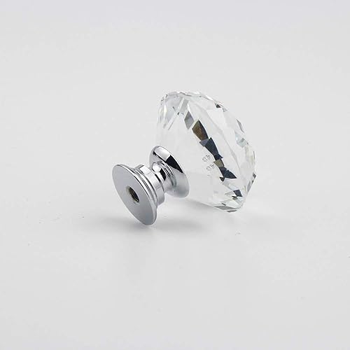 Miniatura 5 de 5 Pomos de cristal para armario, de 30mm, con forma de diamante