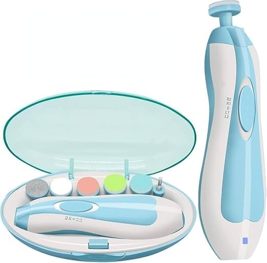 Jaguar TRADELINK Baby Nail Trimmer, Electric Safe Gentle Nail Care Kit, Blue and White, with Multiple Grinding Heads for 0-12+ Months, Battery Operated (50)-image-39