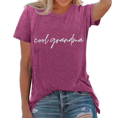 Camisetas de verano de manga corta con cuello redondo para mujer, estilo informal, holgadas, con cuello en V, estampadas, Morado (, XL