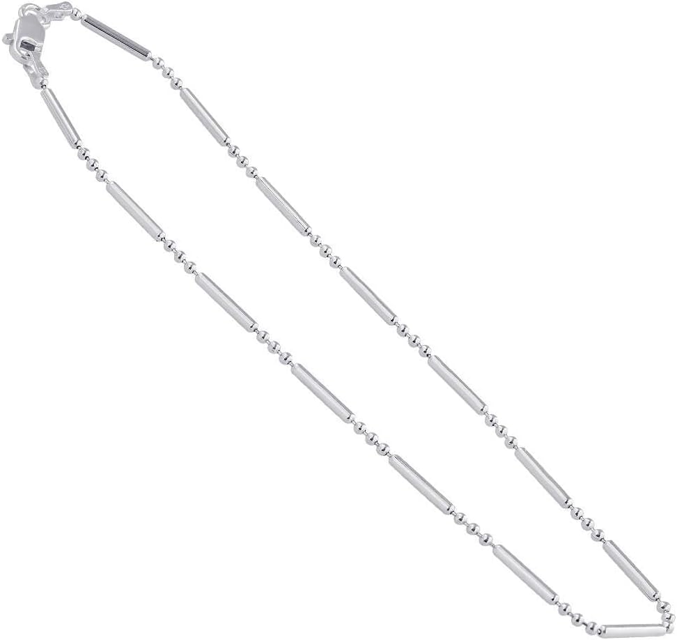Italian .925 Sterling Silver Bead 1mm Balls and Rods Chain Necklace