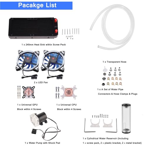 Kit de refrigeración líquida Cryfokt de 240mm con bloque de cobre para CPU y GPU 3