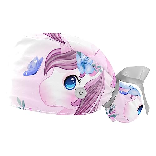 Berretti bouffant avec bande anti-transpiration réglables licorne pour femme et homme