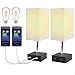 Lámpara de Mesa LED con Control Táctil, LTTENY Lampara Mesilla de Noche con 2 Puerto USB, Luz Nocturna LED Moderna para Dormitorio, Estudio,Comedor, con 2 Bombilla LED