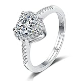 GAUEIOUR Heart Shaped Zircon Ring,Micro Set Heart Shaped Diamond Ring, Proposal Engagement Rings,Exquisite Love Diamond Rings