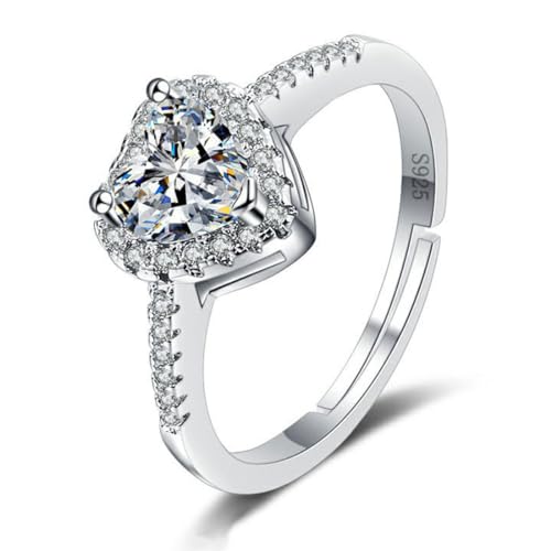 Image of GAUEIOUR Heart Shaped Zircon Ring,Micro Set Heart Shaped Diamond Ring, Proposal Engagement Rings,Exquisite Love Diamond Rings