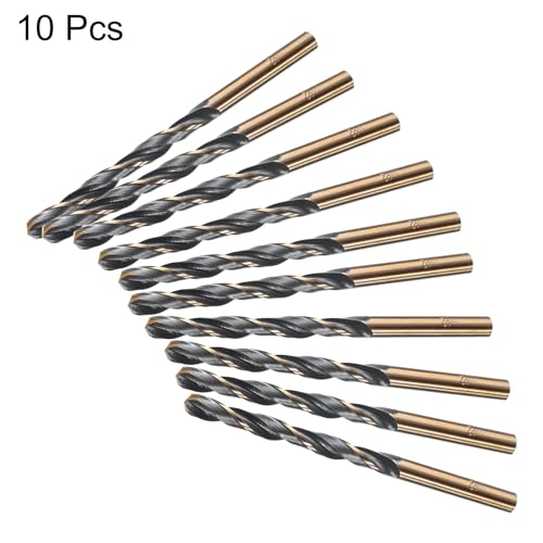 QUARKZMAN Metallbohrer 5,8 mm, Spiralbohrer set Länge 93 mm, Gold Titanium & Schwarz Nitride beschichtetes bohrer HSS4341 mit 5,8 mm Geradem Schaft für Edelstahl Metall Holz, 10 Stück