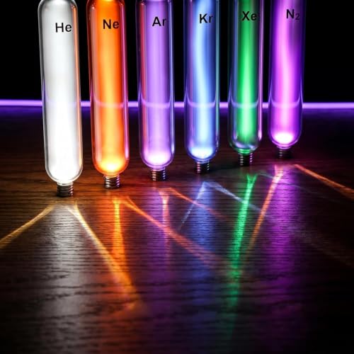 QYLTTDM 6 Pcs Noble Gas Glow Glass Tubes, with Excitation Base, Inert Gas Glow Demonstration Set, Rare Gas Glow Demonstration Set, 99.999% Purity and Vacuum Sealed, for Collection, Display, Teaching - Image 8