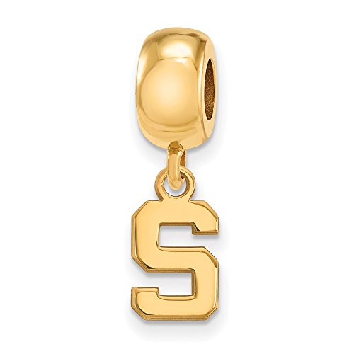 Michigan State Bead Charm Extra Small (3/8 Inch) Dangle (Gold Plated)