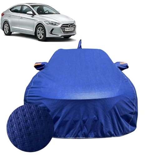 Image of Car Cover Compatible for Hyundai Elantra (2016-2019) | 100% Waterproof Cover with Reflective Mirror Pockets | Dustproof, Scratchproof, Heatproof Elantra Car Cover |Soft Cotton Lining| Blue