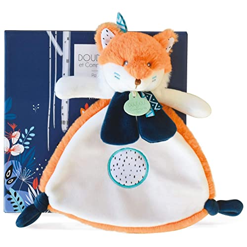 Doudou et Compagnie - Doudou Plat Renard - Tiwipi - 23 cm -Orange/Blanc - Boite Cadeau - Peluche Douce et Réconfortante - Idée Cadeau Naissance Filles et Garçons -...