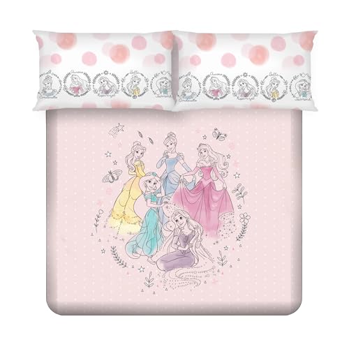 Image of Sassoon Disney Princess Digital Printed 100% Cotton Bedsheet with 2 Pillow Covers in 300TC