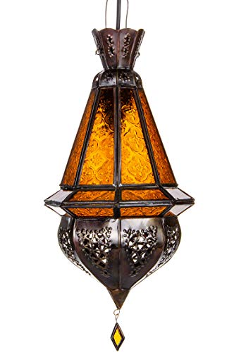 Orientalische Lampe Pendelleuchte Gelb Moulay 45cm E14 Lampenfassung | Marokkanische Design Hängeleuchte Leuchte aus… – Bild 4