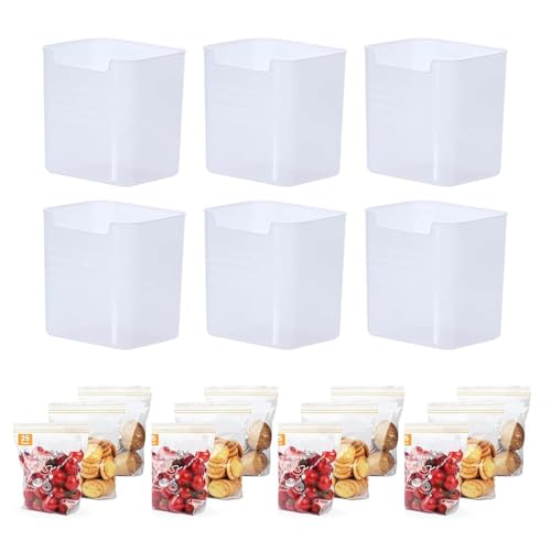lcyen Organizador de frigorífico, 6 unidades Fridge Organizer, Fridge Organizer Set, Nevera Cajas con 12 bolsas selladas para frigorífico, cocina, almacenamiento de aperitivos, sin BPA