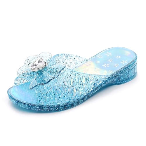 Image of Jelly Sandals for Girls Dress Slide Princess Frozen Inspired Elsa Flats Dance Party Cosplay Snow Queen Birthday Clear Slippers Summer Little Girls, Toddler Slip On