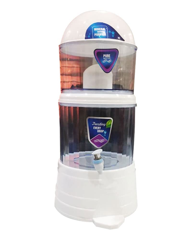 AD-TECK Gravity Water Purifier | UF Technology Based | Non-Electric & Chemical Free | Counter Top | 20L Storage | Non Electric Water Purifier Filter for Home | Kills 99.99% Bacteria | Red