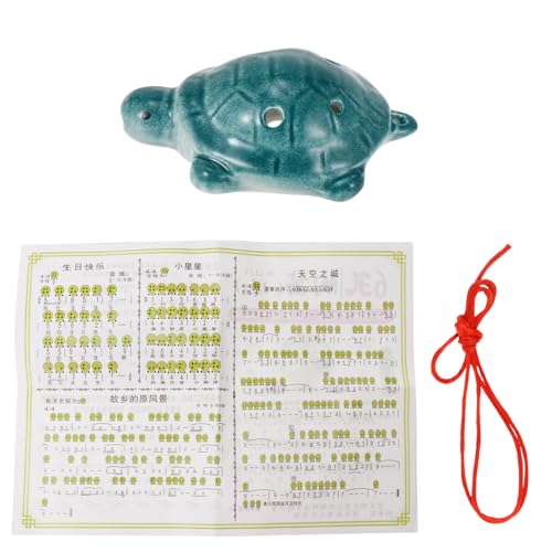 ELAYARD Ocarina a Forma di Tartaruga in Porcellana Bianca, Flauto Ocarina per Principianti a 6 Fori, Strumento Musicale Melodioso per Adulti, Set Introduttivo per Apprendimento Musicale