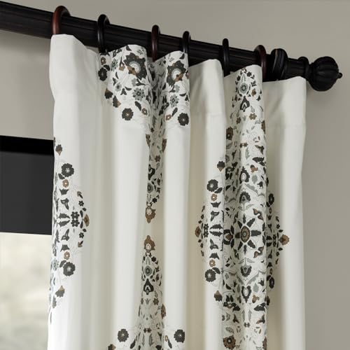 Image of HPD Half Price Drapes Floral Damask Printed Curtains 108 Inches Long Luxury Damask Cotton Curtain (1 Panel) Room Darkening Window Curtains for Bedroom & Living Room, 50W x 108L, Floral Cocoa Damask