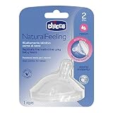 Chicco Tettarella,Compatibili con Biberon Natural Feeling 2 Mesi +, Flusso Medio, Tettarella Simil-seno, In Silicone, 1 pezzo