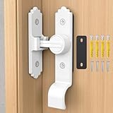 Mixizigoz 90-Degree-Barn-Door-Lock with Handle, Sturdy Security Sliding Patio Door Lock Fit for Bathroom, Shed, Bifold, Garden - Right Angle Flip Gate-Latch (White-1 Pc)