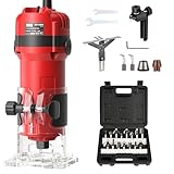TEENO Wood Router, 6.5Amp 1.25HP Wood Routers for Woodworking, 800W Hand Wood Router Tool, 31000R/MIN Compact Edge Trimmer with 15 1/4' Router Bit Set