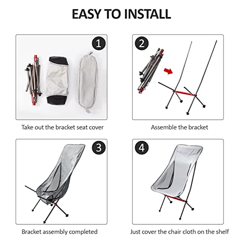 Qswrd Camping Chair For Adults Portable Camp Chairs For Beach, Hiking, Picnic, Travel, Outdoor Activities, Aircraft-Grade All Aluminum Lightweight Compact Camping Chairs Support 330Lbs, Grey #TOP4