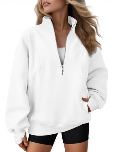Image of AUTOMET Women's Quarter Zip Oversized Sweatshirt Fleece Mock Neck Pullover