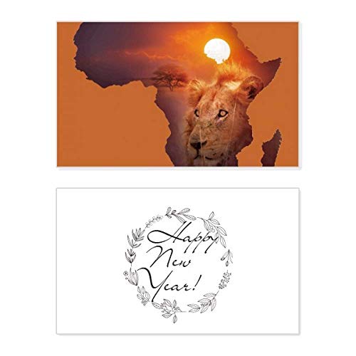 Tarjeta conmemorativa Lion Prairie de Año Nuevo, el detalle ideal con mapa y texto inglés