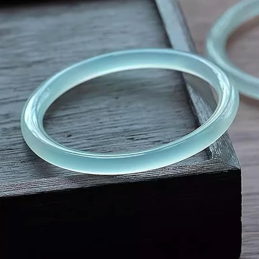 URED Floating Green Jade Bangle Bracelet For Women Narrow Feng Shui Bracelet Good Luck jade Bangle Genuine Healing For Woman Yoga meditation mother gift Birthday good luck - Image 3