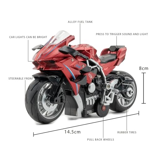 Image of FEXXA Police Motorcycle Toy - Pull Back Motorcycle Toys, Tiny Gift with Music Lighting, Latte Motorcycles Toy for Kids Boys Age 3-8 Year Old [Multicolor] (Ninja Bike-RED)